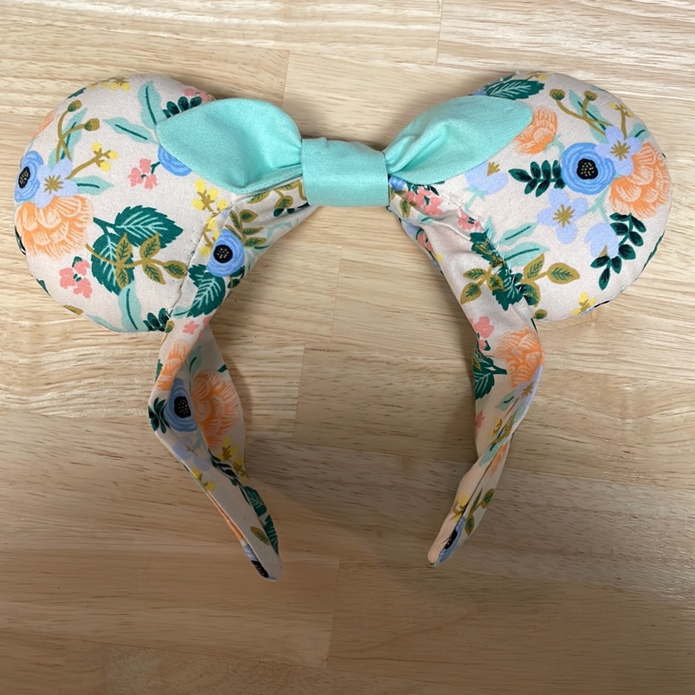 Custom Minnie Mouse Ears with Rifle Paper Co fabric